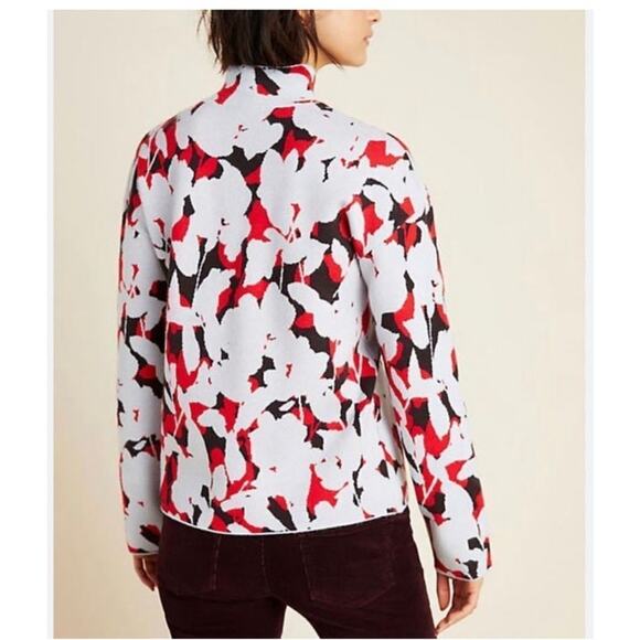 Anthropologie Lizzie Floral Sweater Women's XL Mock Neck Soft Knit Abstract Art - Picture 2 of 9